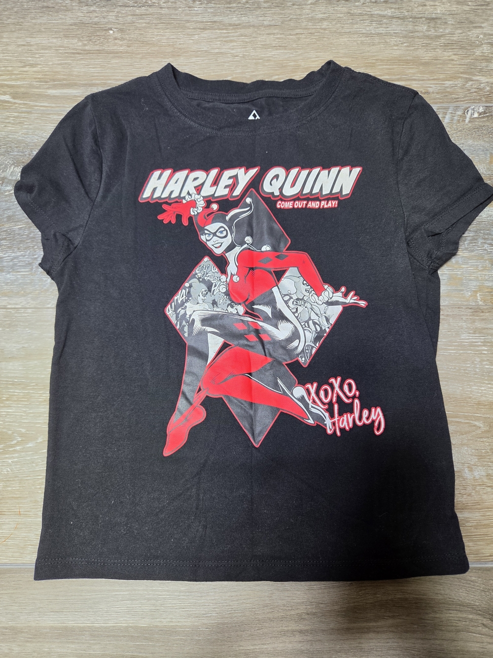 Harley Quinn Graphic T-Shirt Girls M 8/10 Black DC Comics